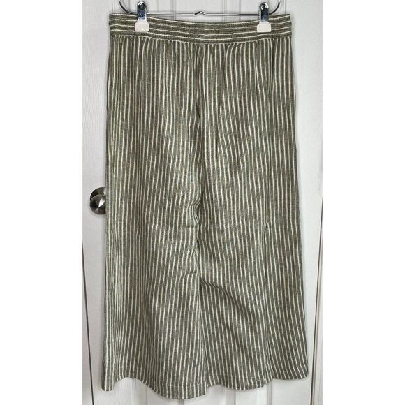 CHAPS LinenPalazzo Pants Khaki Striped Small - Picture 1 of 4